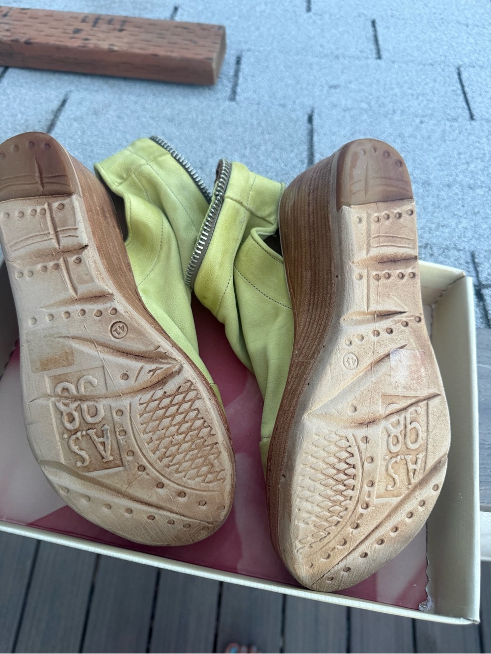 A.S.98 Yellow Open-Toe Zip Wedge Sandals - Picture 13 of 16